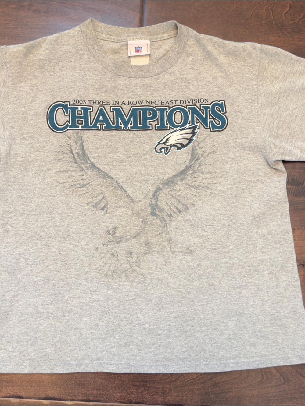Vintage Y2K 2003 NFL Philadelphia Eagles Gray Champions Graphic Tee